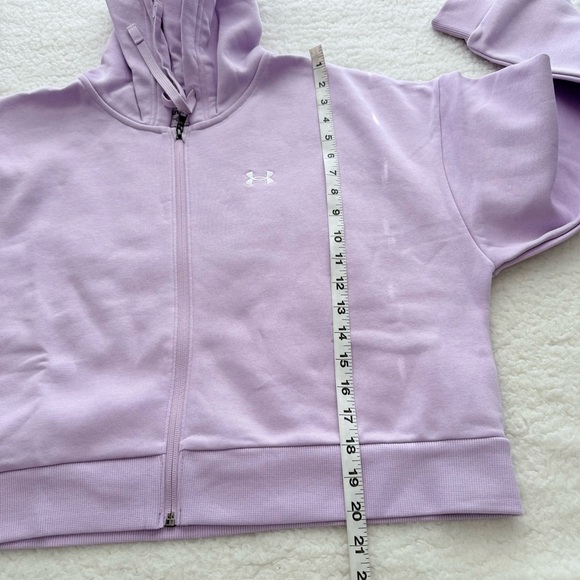 Under Armour Women's Pink Rival Fleece Cropped Full Zip Hoodie, Size L, XL - Picture 9 of 10